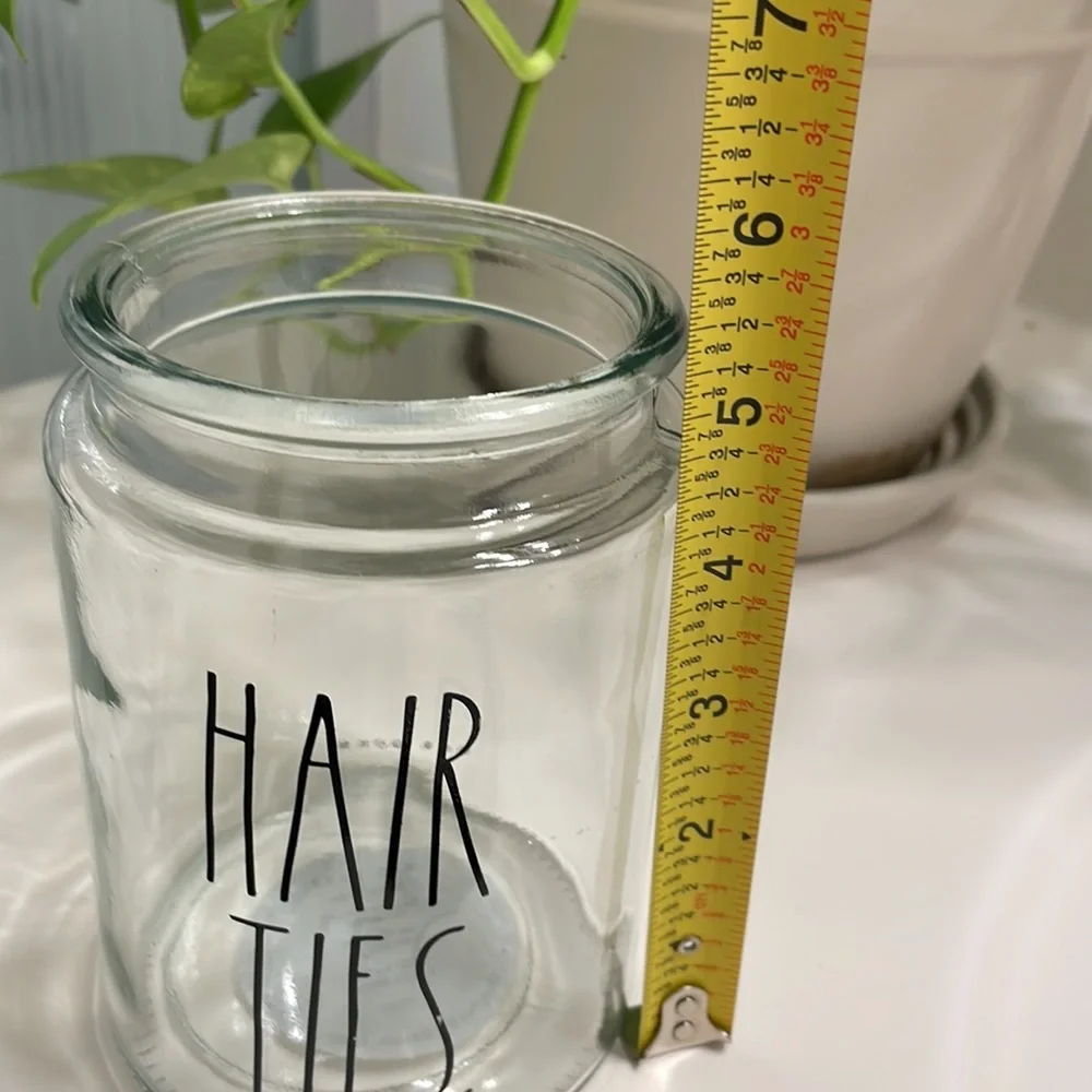 RAE DUNN Hair Ties Glass Container with Wood Lid NWT